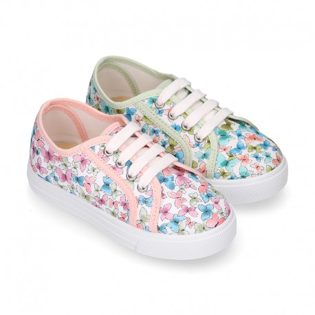 BUTTERFLY cotton canvas design tennis shoes for kids .