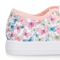 BUTTERFLY cotton canvas design tennis shoes for kids .