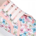 BUTTERFLY cotton canvas design tennis shoes for kids .