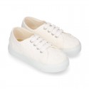 EMBROIDERY cotton canvas design tennis shoes for kids.