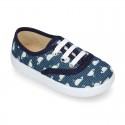 Cotton canvas Kids Bamba shoes with sweet WHALES design.