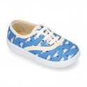 Cotton canvas Kids Bamba shoes with sweet WHALES design.