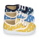 Cotton canvas Kids Bamba shoes with sweet WHALES design.