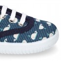 Cotton canvas Kids Bamba shoes with sweet WHALES design.