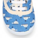 Cotton canvas Kids Bamba shoes with sweet WHALES design.