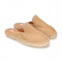 Women suede leather CLOG style espadrille shoes with STARS design.