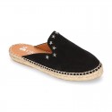 Women suede leather CLOG style espadrille shoes with STARS design.