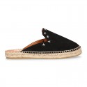 Women suede leather CLOG style espadrille shoes with STARS design.