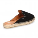 Women suede leather CLOG style espadrille shoes with STARS design.