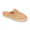 Women suede leather CLOG style espadrille shoes with STARS design.