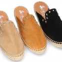 Women suede leather CLOG style espadrille shoes with STARS design.