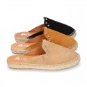 Women suede leather CLOG style espadrille shoes with STARS design.