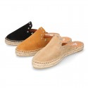 Women suede leather CLOG style espadrille shoes with STARS design.