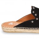 Women suede leather CLOG style espadrille shoes with STARS design.