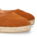 COWHIDE color suede leather wedge woman espadrilles shoes Valenciana style .