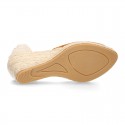 COWHIDE color suede leather wedge woman espadrilles shoes Valenciana style .