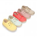 LINEN canvas Laces up shoes espadrille style in fashion colors.