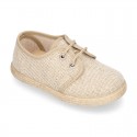 LINEN canvas Laces up shoes espadrille style in fashion colors.