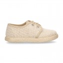 LINEN canvas Laces up shoes espadrille style in fashion colors.