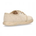 LINEN canvas Laces up shoes espadrille style in fashion colors.