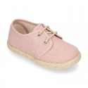 LINEN canvas Laces up shoes espadrille style in fashion colors.