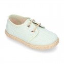 LINEN canvas Laces up shoes espadrille style in fashion colors.