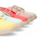 LINEN canvas Laces up shoes espadrille style in fashion colors.