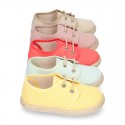 LINEN canvas Laces up shoes espadrille style in fashion colors.