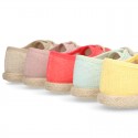 LINEN canvas Laces up shoes espadrille style in fashion colors.