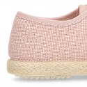 LINEN canvas Laces up shoes espadrille style in fashion colors.