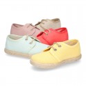 LINEN canvas Laces up shoes espadrille style in fashion colors.