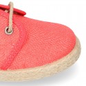 LINEN canvas Laces up shoes espadrille style in fashion colors.