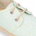 LINEN canvas Laces up shoes espadrille style in fashion colors.