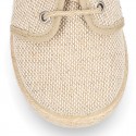 LINEN canvas Laces up shoes espadrille style in fashion colors.