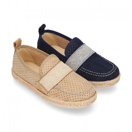 POINTS design Canvas kids Moccasin shoes espadrille style with elastic band.