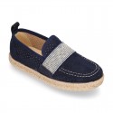 POINTS design Canvas kids Moccasin shoes espadrille style with elastic band.