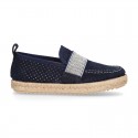 POINTS design Canvas kids Moccasin shoes espadrille style with elastic band.