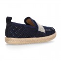 POINTS design Canvas kids Moccasin shoes espadrille style with elastic band.