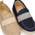 POINTS design Canvas kids Moccasin shoes espadrille style with elastic band.