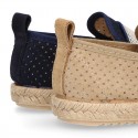 POINTS design Canvas kids Moccasin shoes espadrille style with elastic band.