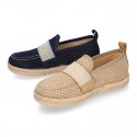 POINTS design Canvas kids Moccasin shoes espadrille style with elastic band.