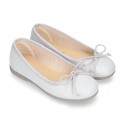 METAL canvas Ballet flat shoes with adjustable ribbon.