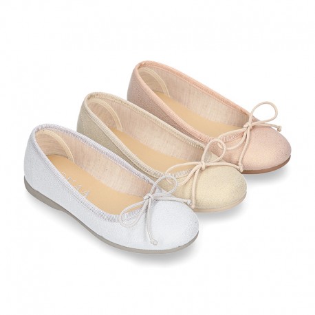 METAL canvas Ballet flat shoes with adjustable ribbon.