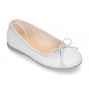 METAL canvas Ballet flat shoes with adjustable ribbon.