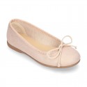 METAL canvas Ballet flat shoes with adjustable ribbon.