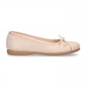 METAL canvas Ballet flat shoes with adjustable ribbon.