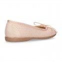 METAL canvas Ballet flat shoes with adjustable ribbon.