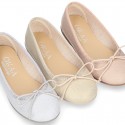 METAL canvas Ballet flat shoes with adjustable ribbon.