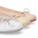 METAL canvas Ballet flat shoes with adjustable ribbon.