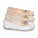 METAL canvas Ballet flat shoes with adjustable ribbon.